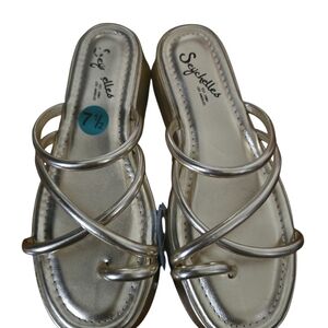 New Seychelles Gold Crisscross Slide Sandals